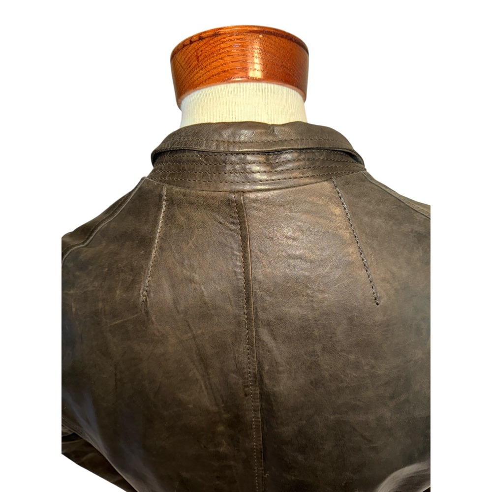 Henry Beguelin | Vintage Handmade Italian Leather Blazer Coat Brown Men's M/L - Picture 12 of 16